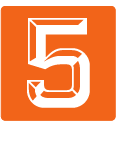 White number 5 on an orange square background