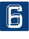 White “6” on a blue square icon with rounded corners