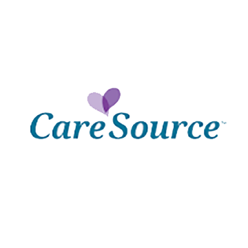 CareSource logo in blue and purple with a heart-shaped leaf icon
