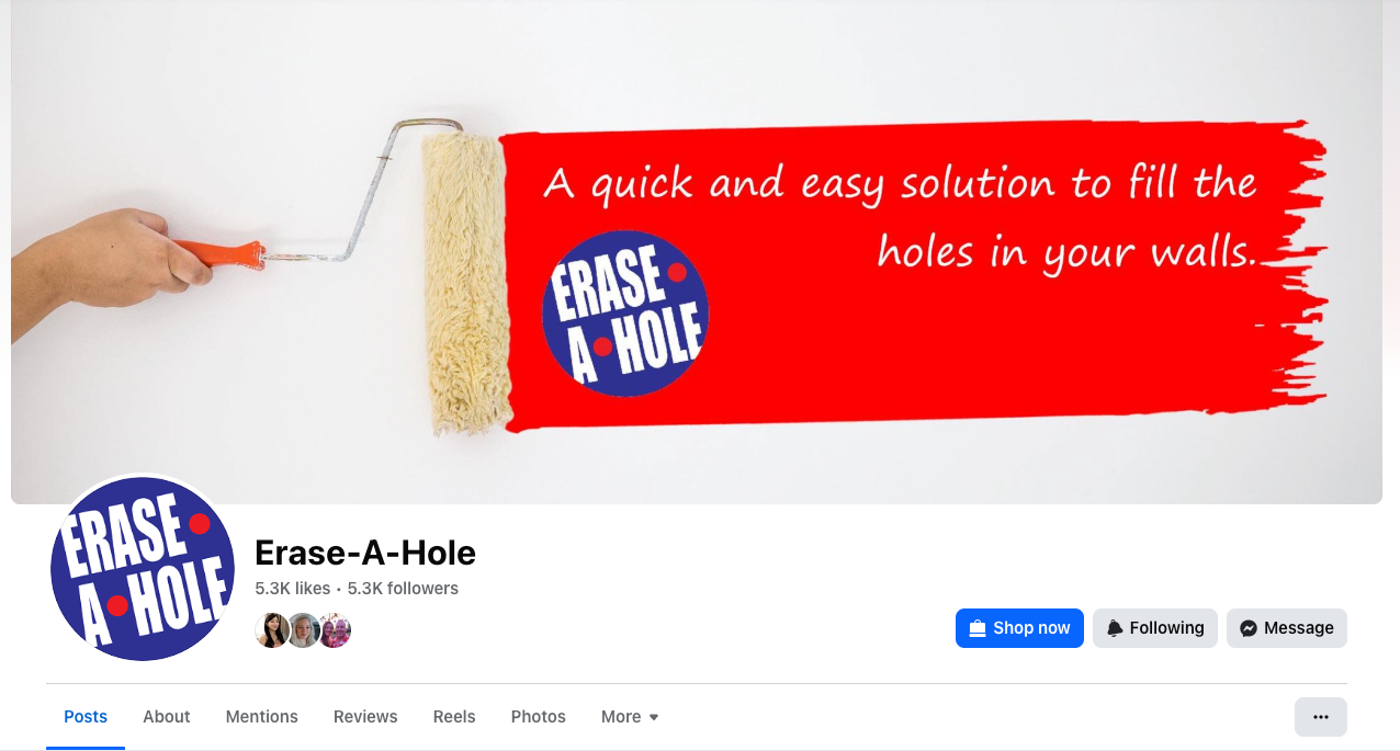 A facebook page for erase a hole shows a person painting a wall