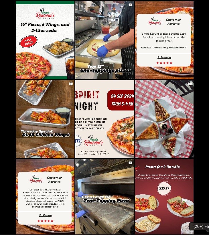 A collage of photos of pizza being made in a restaurant.