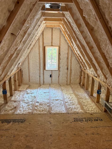 Open-cell spray foam insulation in a Chattanooga attic