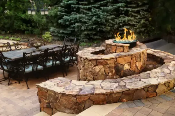 Custom outdoor fireplace in Lexington KY