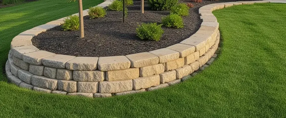 Retaining wall installation creating a durable border and level landscape space in Lexington KY