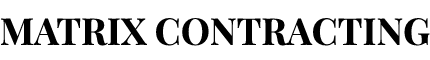 Black text reading “MATRIX CONTRACTING” on a white background