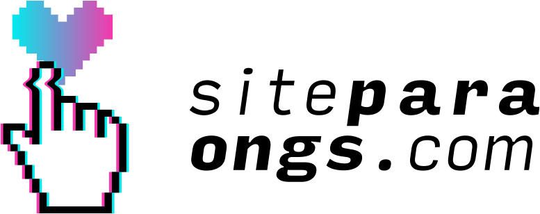 O logotipo do sitepara ongs.com tem uma mão pixelizada e um coração.