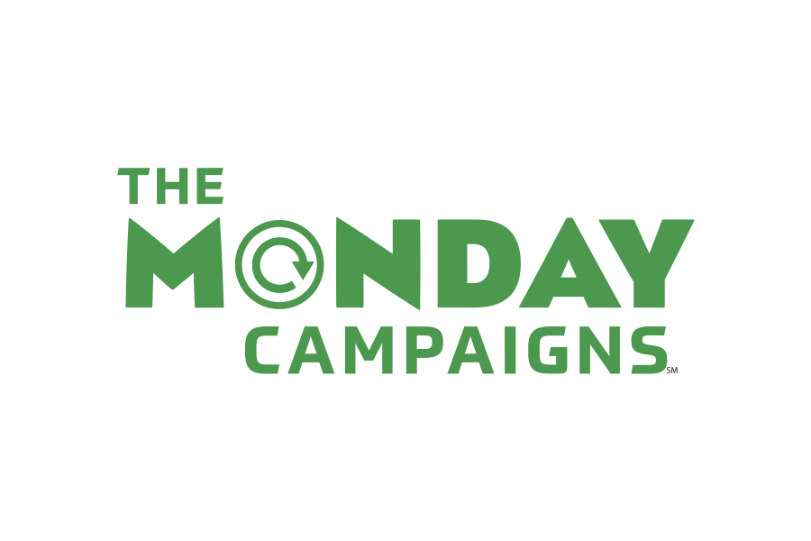 The monday campaigns logo is green and white on a white background.