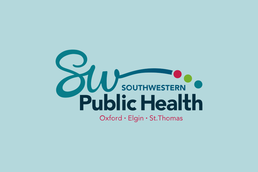 The logo for southwestern public health is on a blue background.