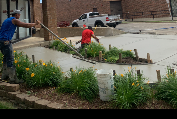 Commercial concrete sidewalk and curb