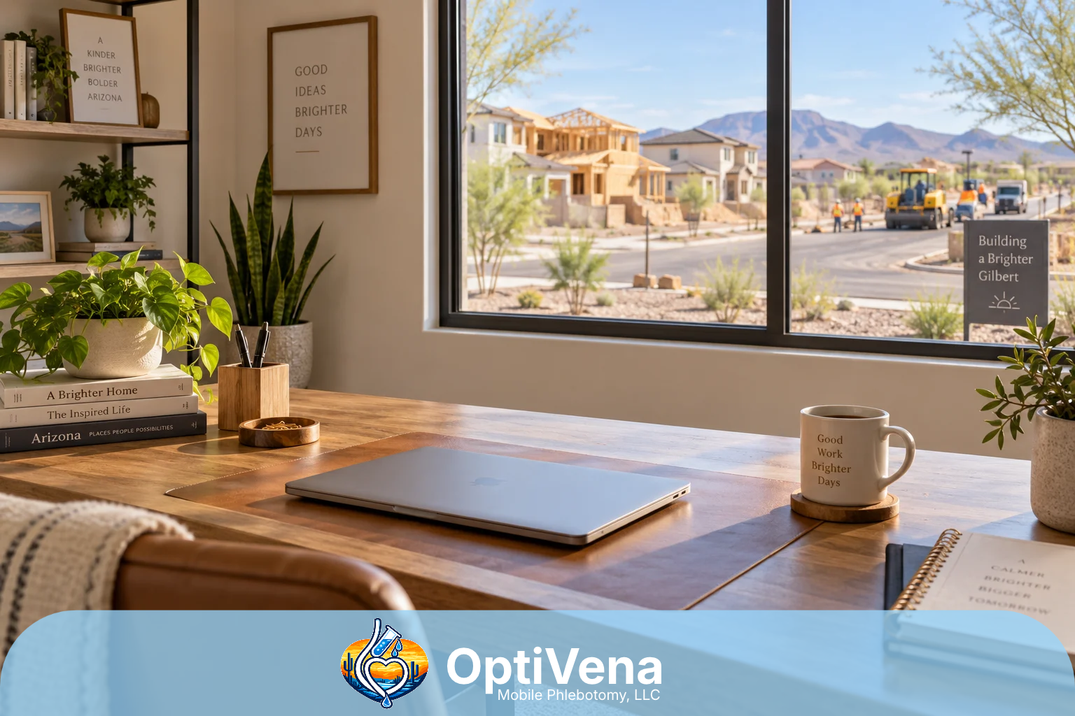 A quiet home office in a growing Gilbert, Arizona neighborhood, the kind of setting where OptiVena's mobile lab service comes to you.