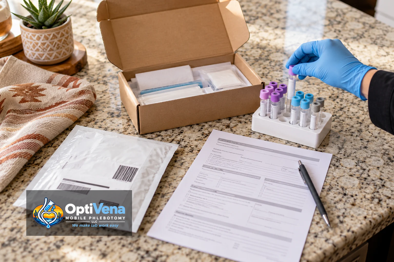 Specialty kit collection supplies laid out on a kitchen counter in San Tan Valley, AZ