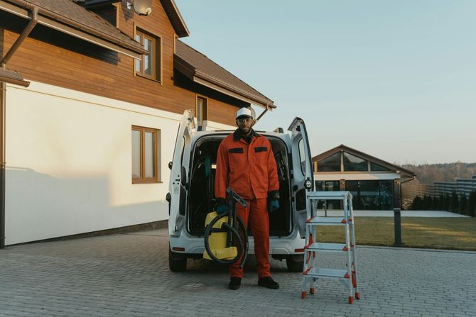 a pool cleaning company worker