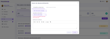 Painel de controle de aplicativo web com um modal centralizado para 