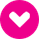 Círculo rosa com coração branco.