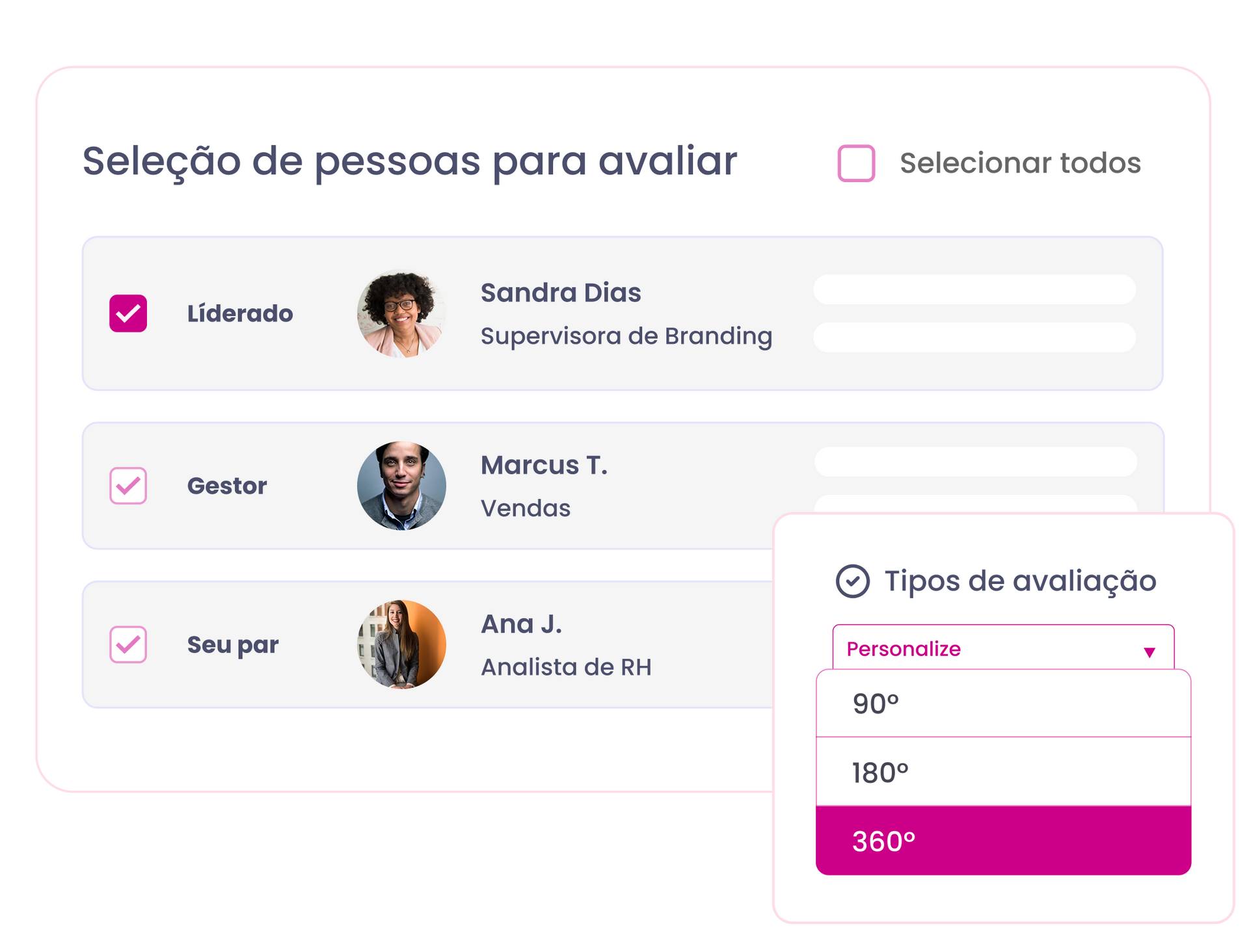 Tipos de avaliaçãoes