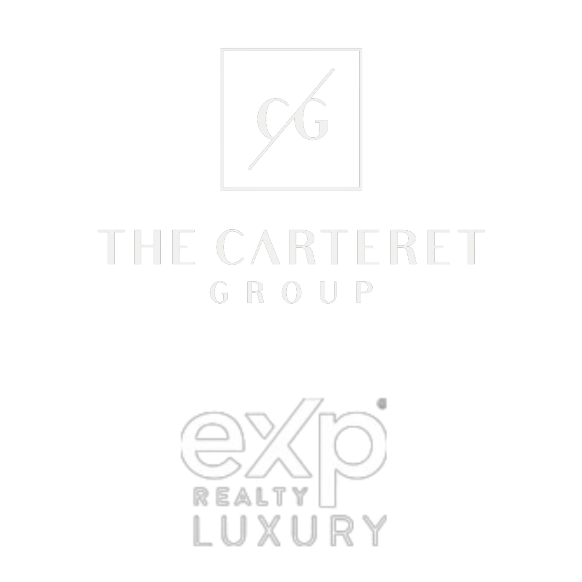 Faint white logos for The Carteret Group and eXp Realty Luxury on a white background