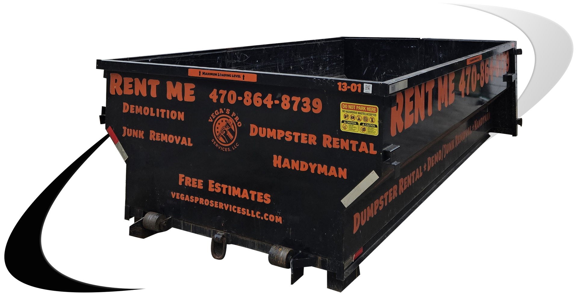 Black dumpster with
