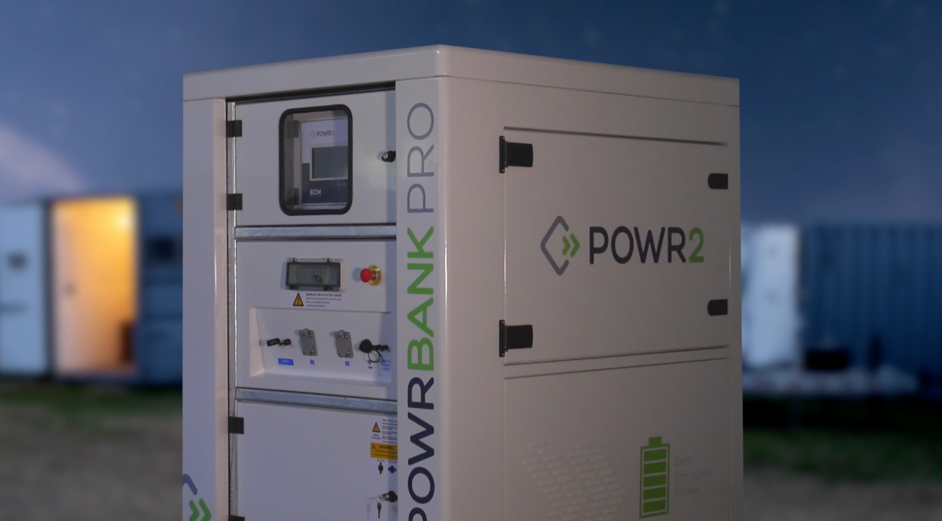 A white box with the word powr2 on it