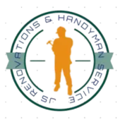 Logo with orange handyman silhouette inside a green circle reading “Renovations & Handyman Services.”