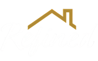 Gold roofline logo with a chimney on a white background