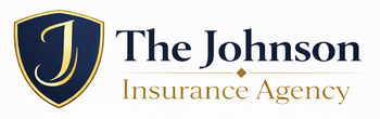 The Johnson Insurance Agency logo with a navy and gold shield and serif text