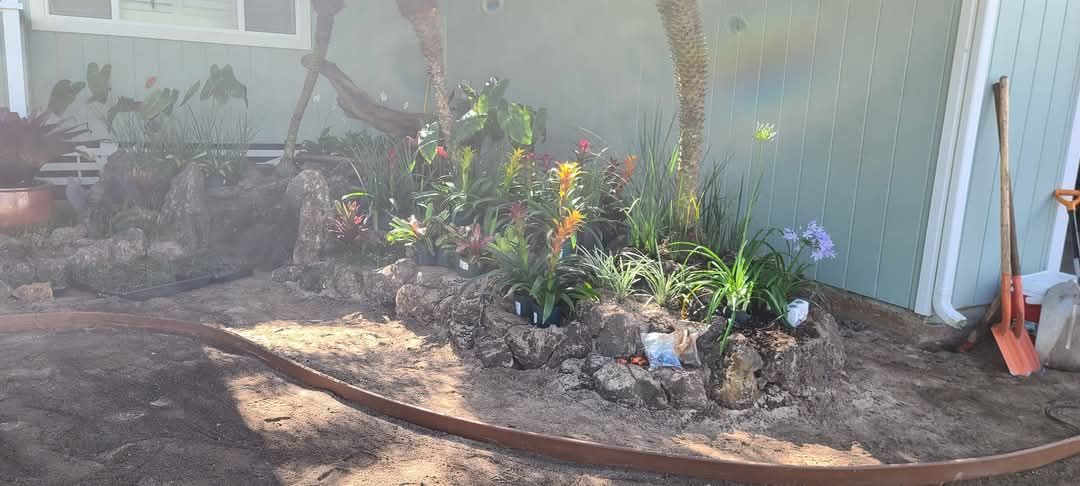 plants installed in front of house