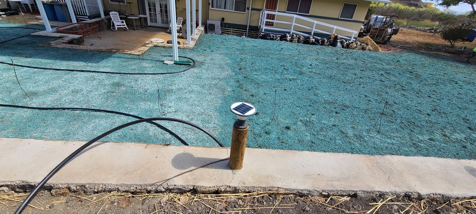 hydroseeding on house backyard