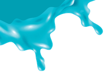 Schizzi di liquido turchese che si espandono su uno sfondo bianco.