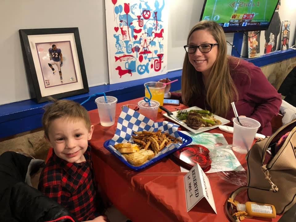 Mom and Kids Eating Lunch