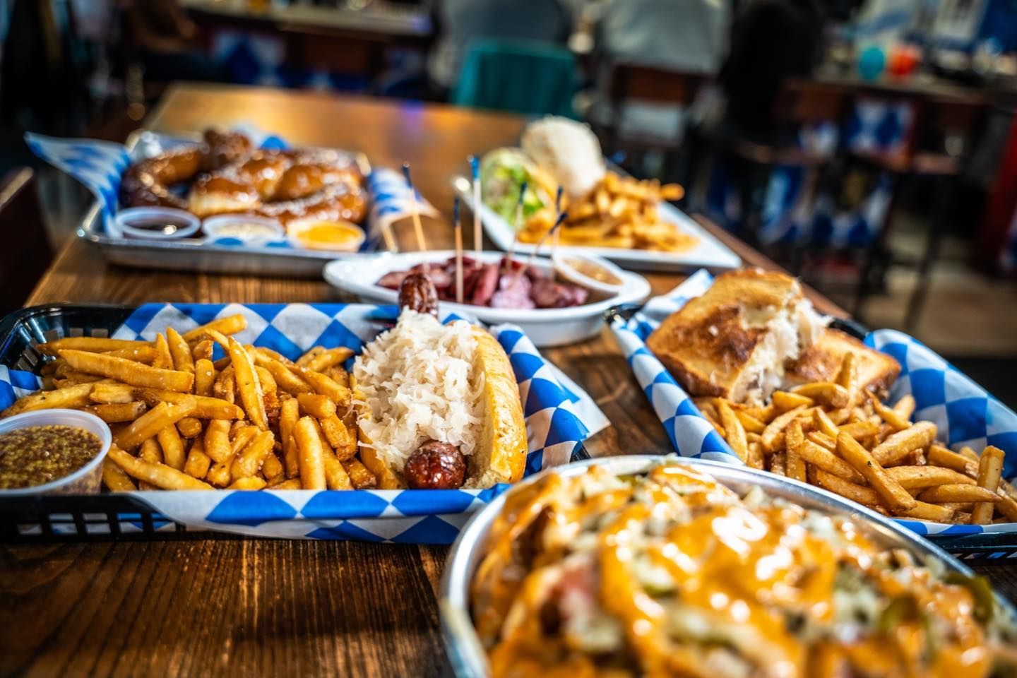 Das Bierhalle Menu Items on a table