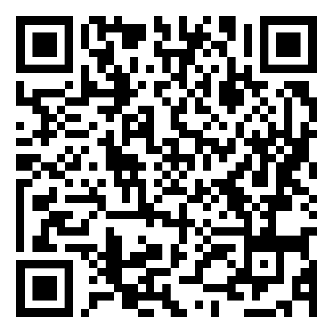 QR code with a pattern of black and white squares.