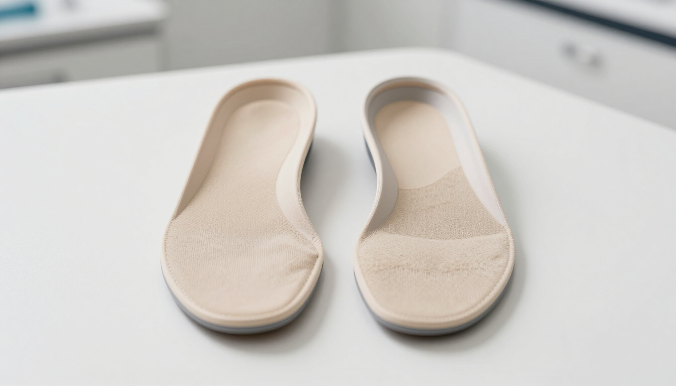 Close up of custom orthotic insoles for podiatry patients.