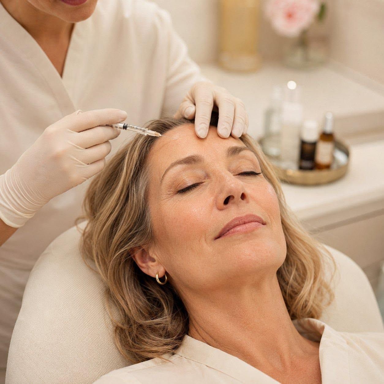 Professional anti-wrinkle injection treatment performed in a modern medical aesthetics clinic