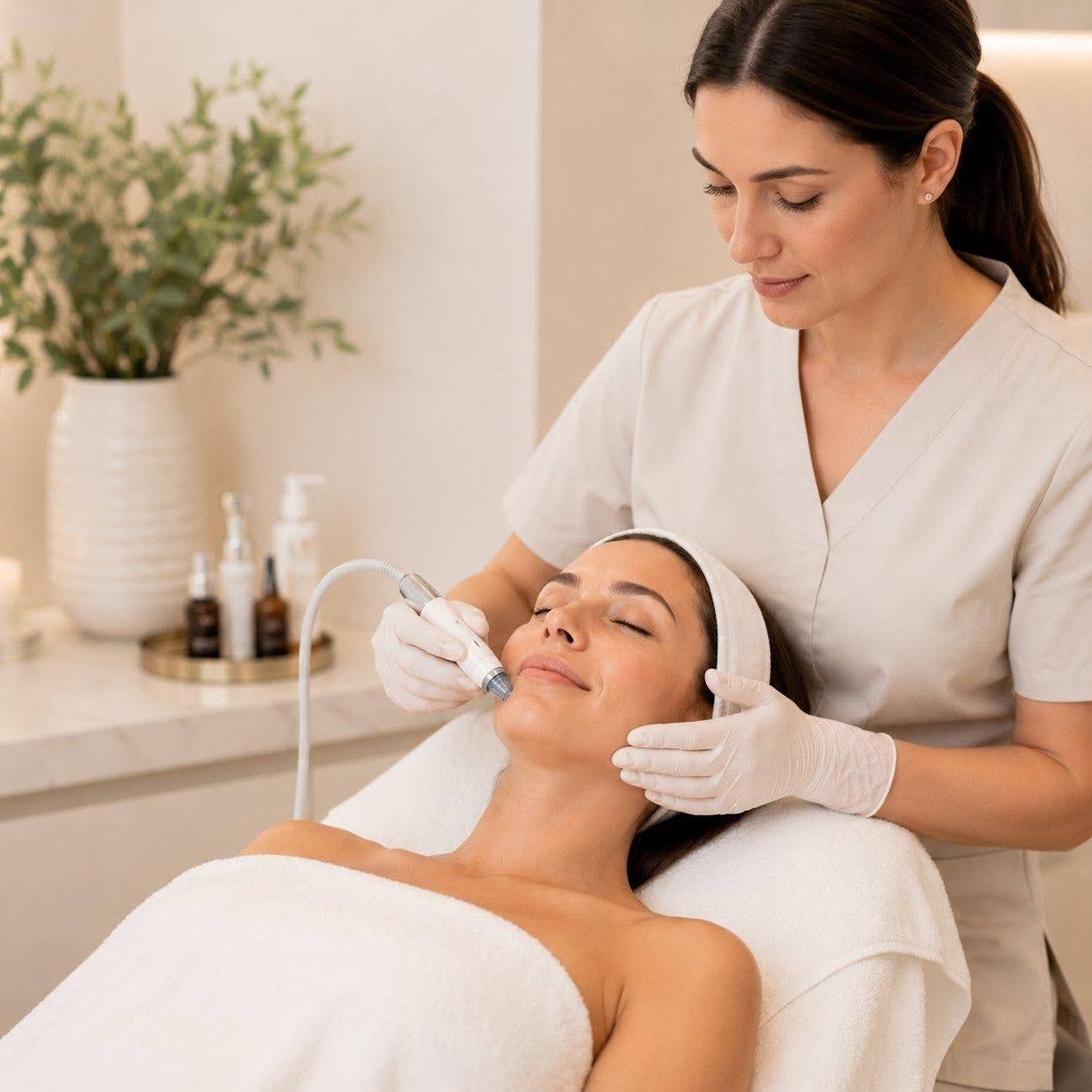 Professional facial treatment performed by a medical spa specialist in Newmarket