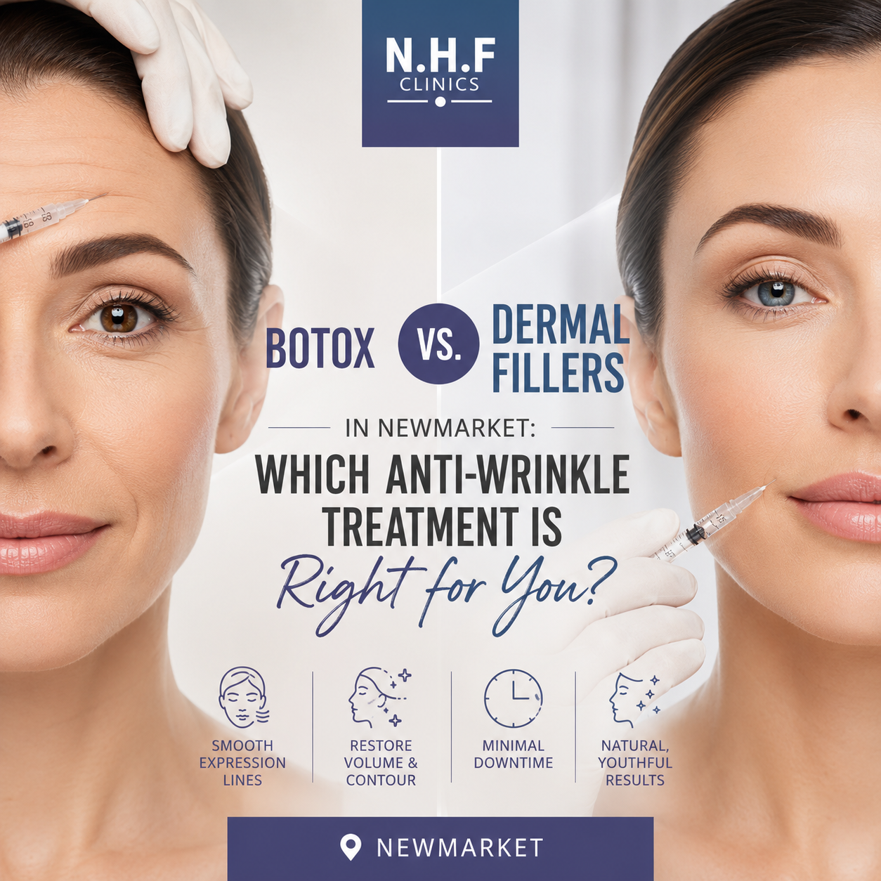 Botox vs dermal fillers in Newmarket — comparing anti-wrinkle treatment options at N.H.F Clinics