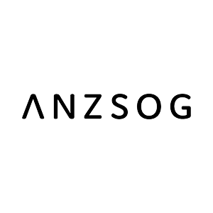 A black and white logo for anzsog on a white background.