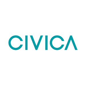 The civica logo is blue and white on a white background.