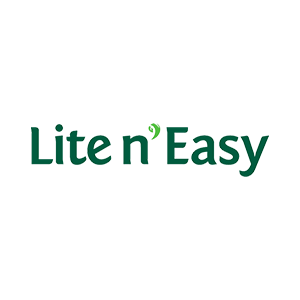 The lite n easy logo is green and white on a white background.