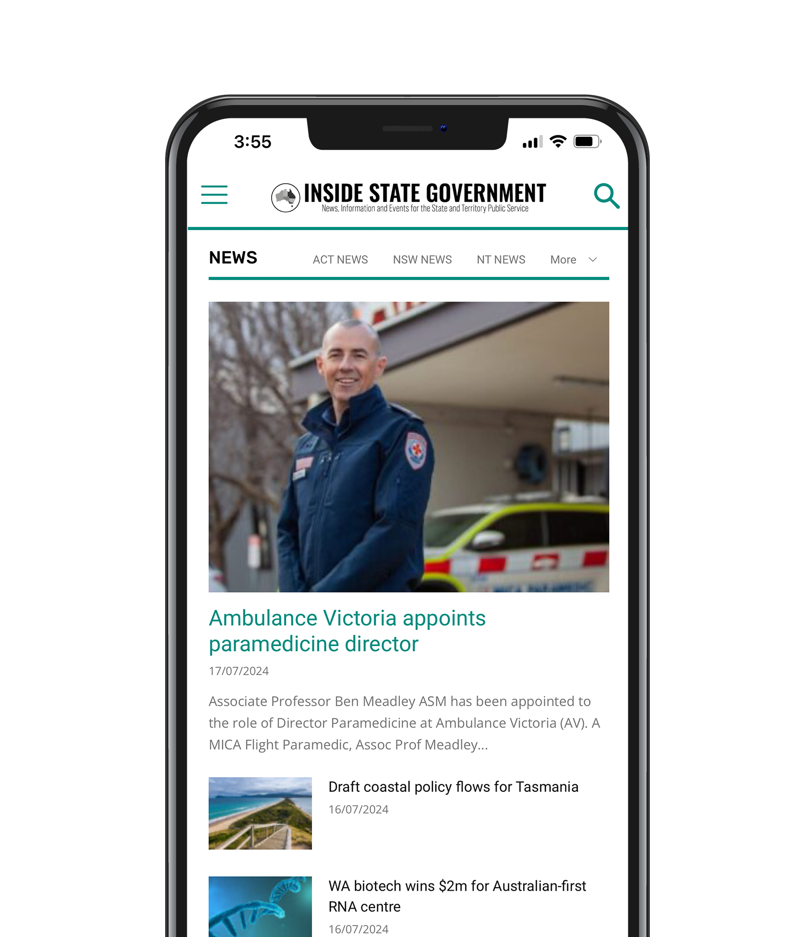 A cell phone with a picture of a paramedic on the screen.