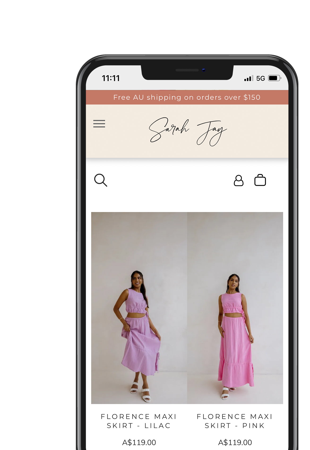 A cell phone with a picture of a woman in a pink dress on the screen.