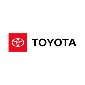 The toyota logo is in a red square on a white background.