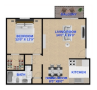 Floor Plan: 1 Bed · 1 Bath · 830 SQ. FT.