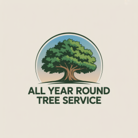 The logo for all year round tree service shows a tree in a circle.