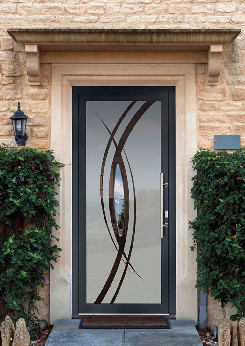 Porte d'entrée vitrée à motif Verrissima - Trihome menuiseries