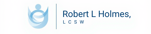 Logo with a blue human figure and the text 