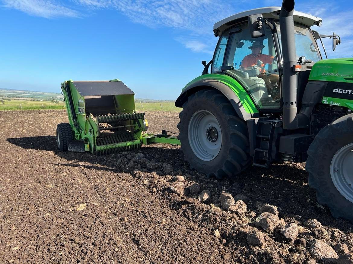 Rock Windrower and Rock Picker for hire