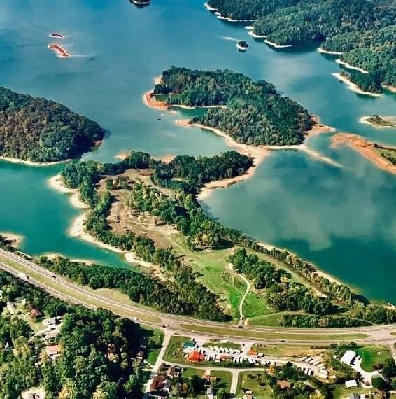 Aerial View of A Lake with Islands in It