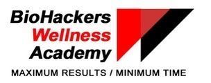 BioHackers Wellness Academy logo with red, black, and white text and slogan “Maximum Results / Minimum Time”