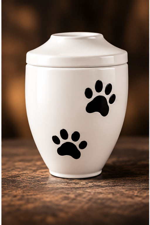 Urna bianca per ceneri di cane o gatto