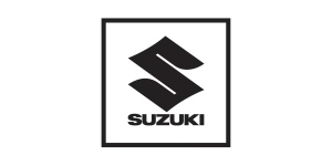 A black and white suzuki logo on a white background